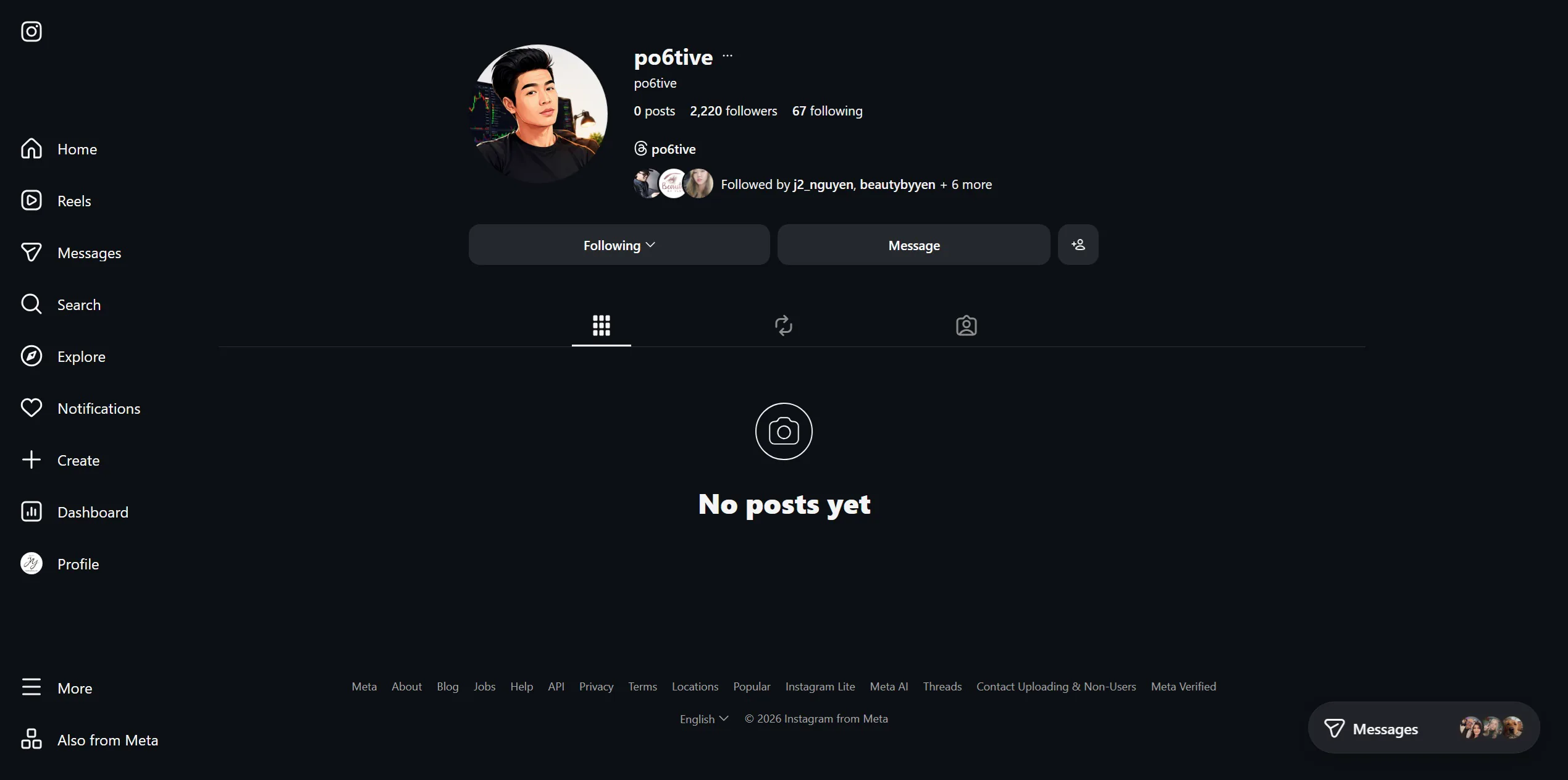 Instagram profile preview for po6tive